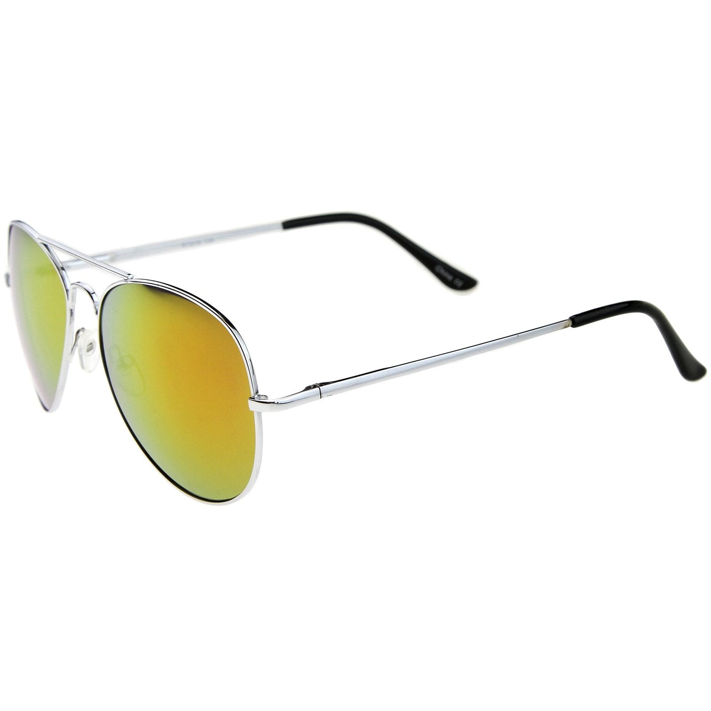 zeroUV - Premium Full Mirrored Aviator Sunglasses w/Flash Mirror Lens (3-Pack Silver | Orange)