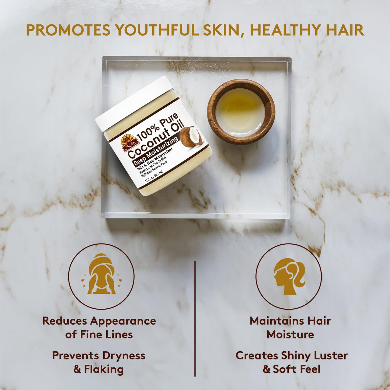 Okay All Natural Coconut Oil Deep Moisturizer for Unisex - 17 oz Oil