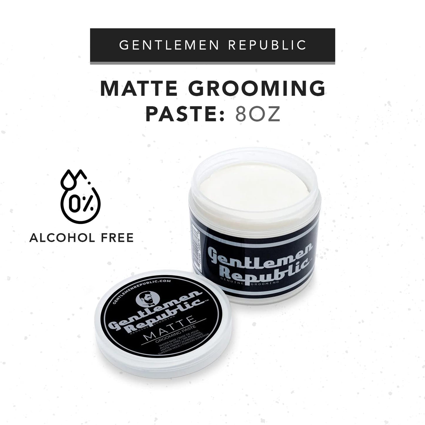 Gentlemen Republic 4oz Matte Paste for Men - Water-Based Men's Hair Paste with Strong Hold & Matte Finish - Alcohol-Free Hair Styling for Natural