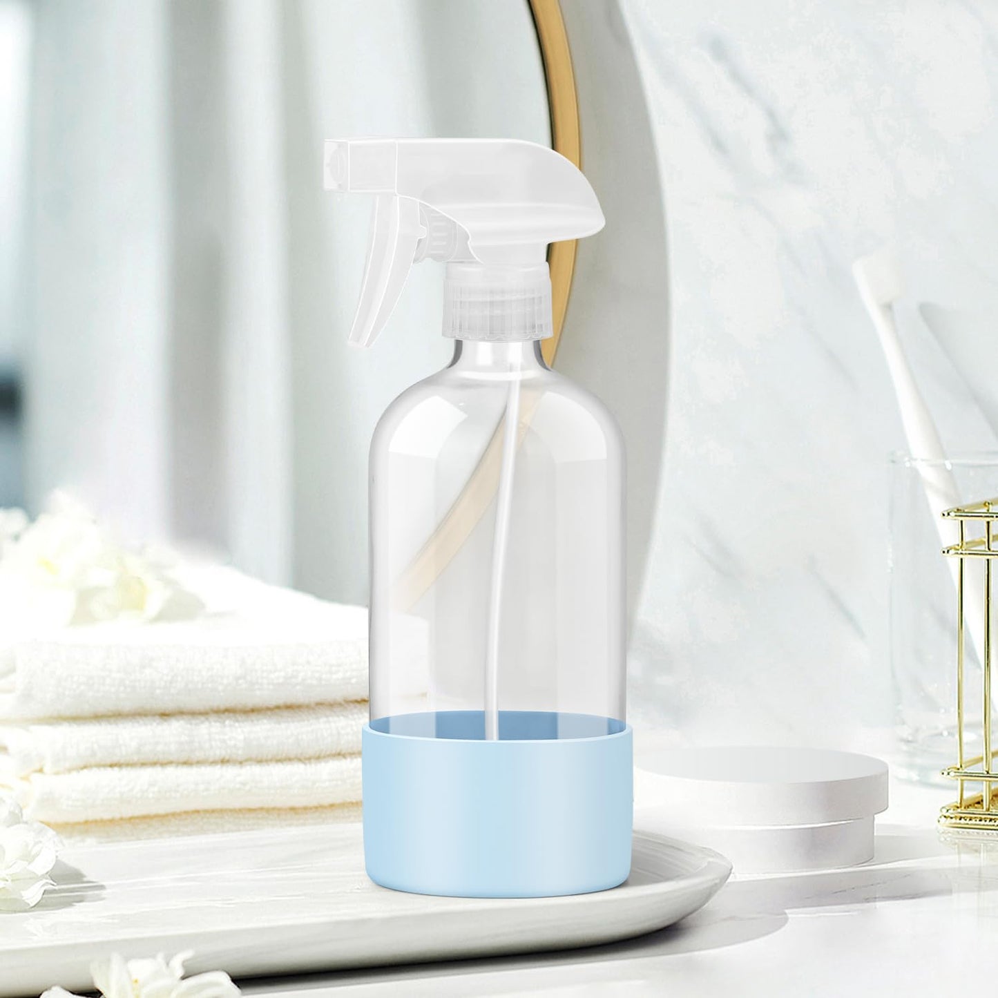 Rionisor Glass Spray Bottles with Silicone Sleeve Protection, Empty 16 oz Refillable Containers, Reusable Spray Bottles with Adjustable Nozzle Beauty and Personal Care Rionisor