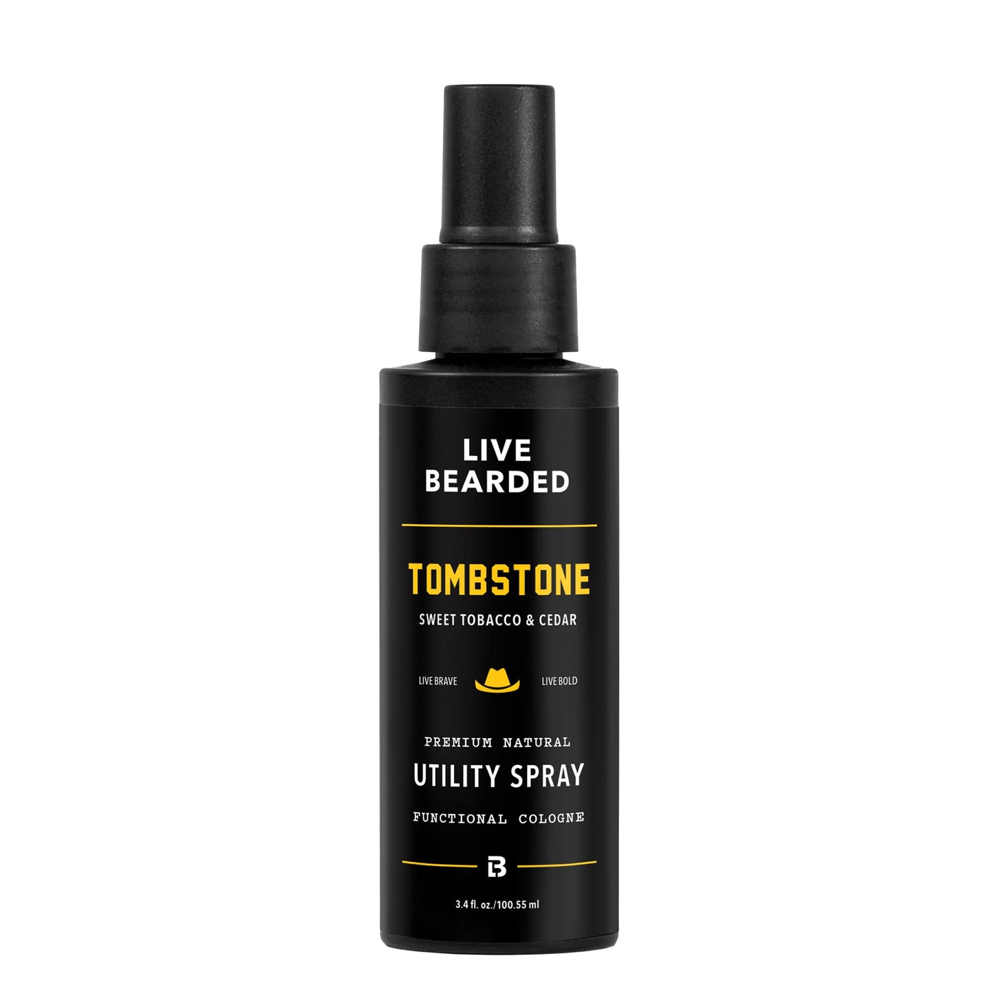 Live Bearded Utility Spray - All Purpose Cologne with Natural Fragrance - Made in the USA - 3.4 fl oz Bottle | Tombstone Scent - Sweet Tobacco, Cedar