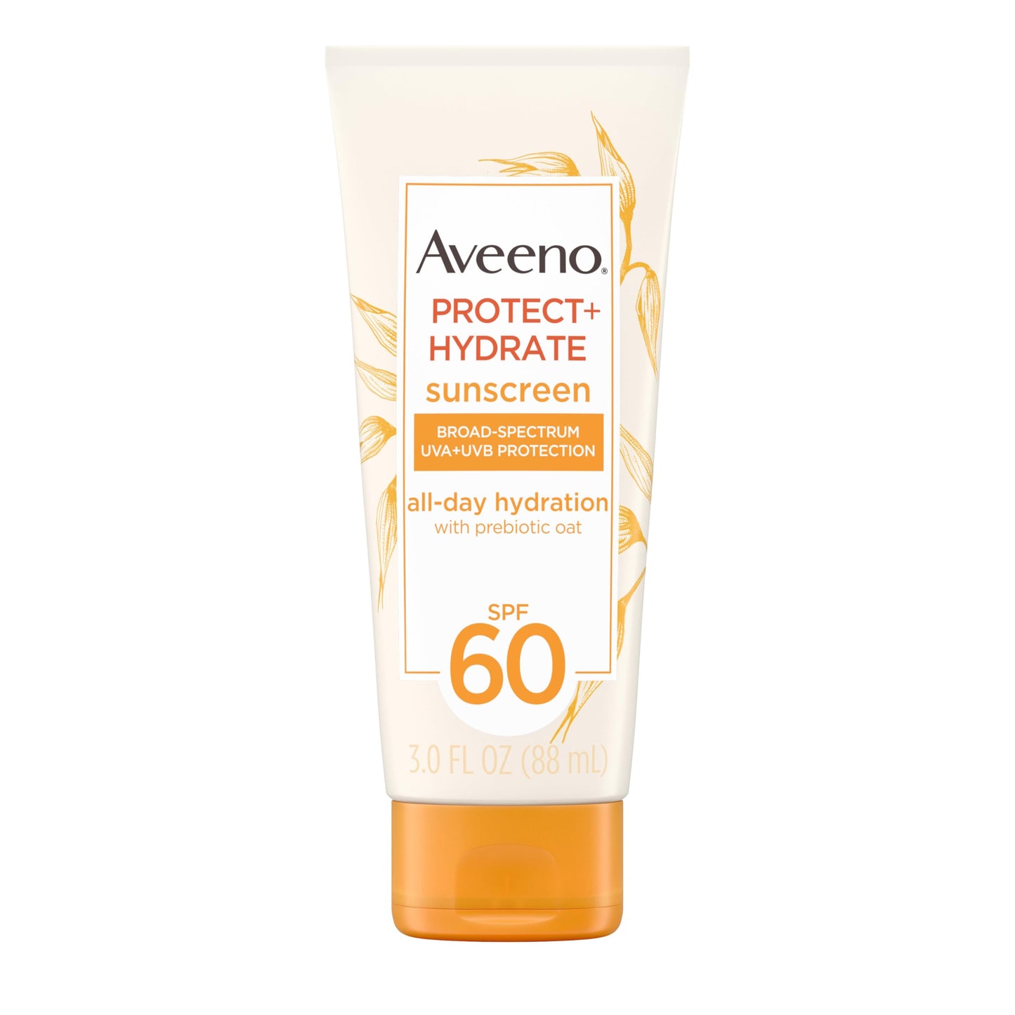 Aveeno Protect + Hydrate Moisturizing Body Sunscreen Lotion with Broad Spectrum SPF 60 & Prebiotic Oat, Weightless & Refreshing Feel, Paraben-Free