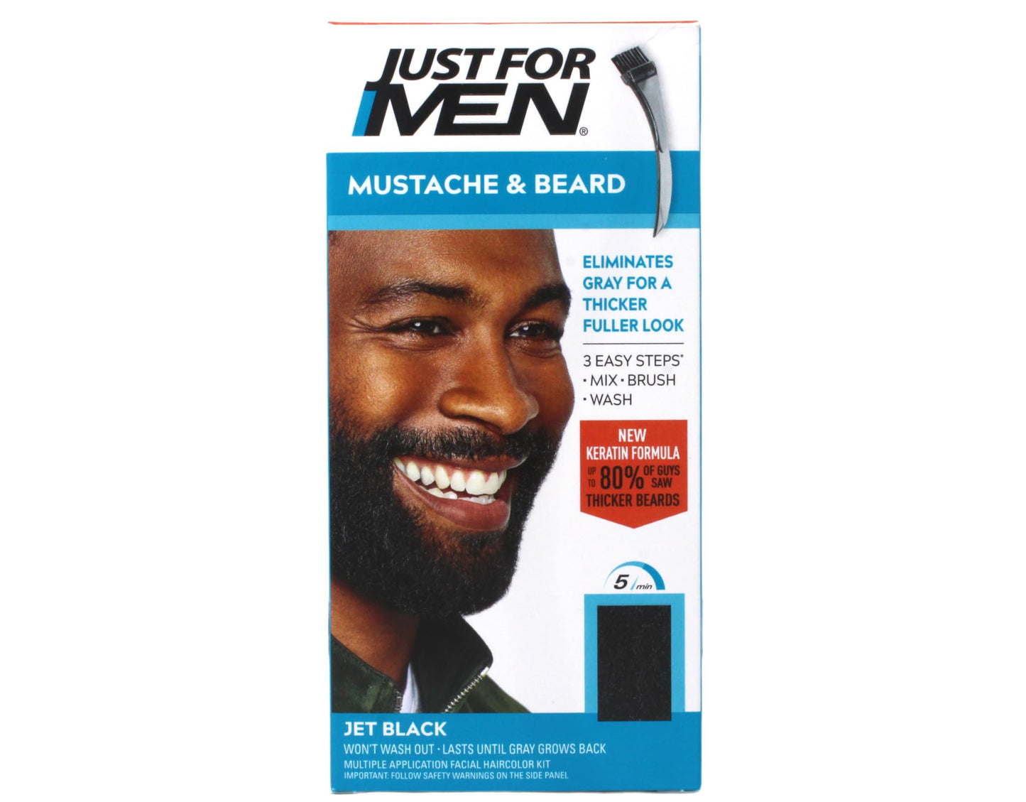 Just For Men Color Gel Mustache, Beard & Sideburns 115 Jet Black 1 Each (Pack Of 5)