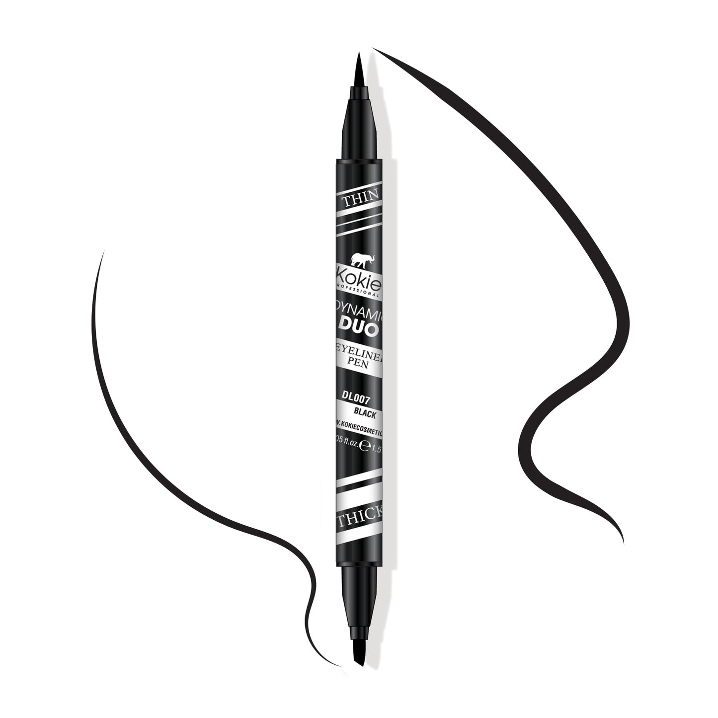 Kokie Cosmetics Dynamic Duo Eyeliner Pen, Black, 0.05 Fluid Ounce