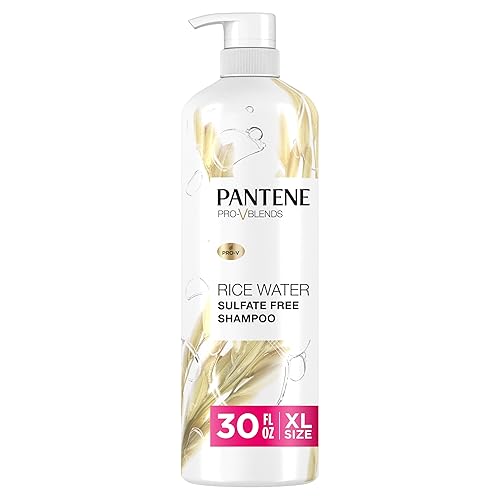 Pantene Sulfate Free Shampoo with Rice Water, Protects Natural Hair Growth, Volumizing, for Women, Nutrient Infused with Vitamin B5, Safe for Color