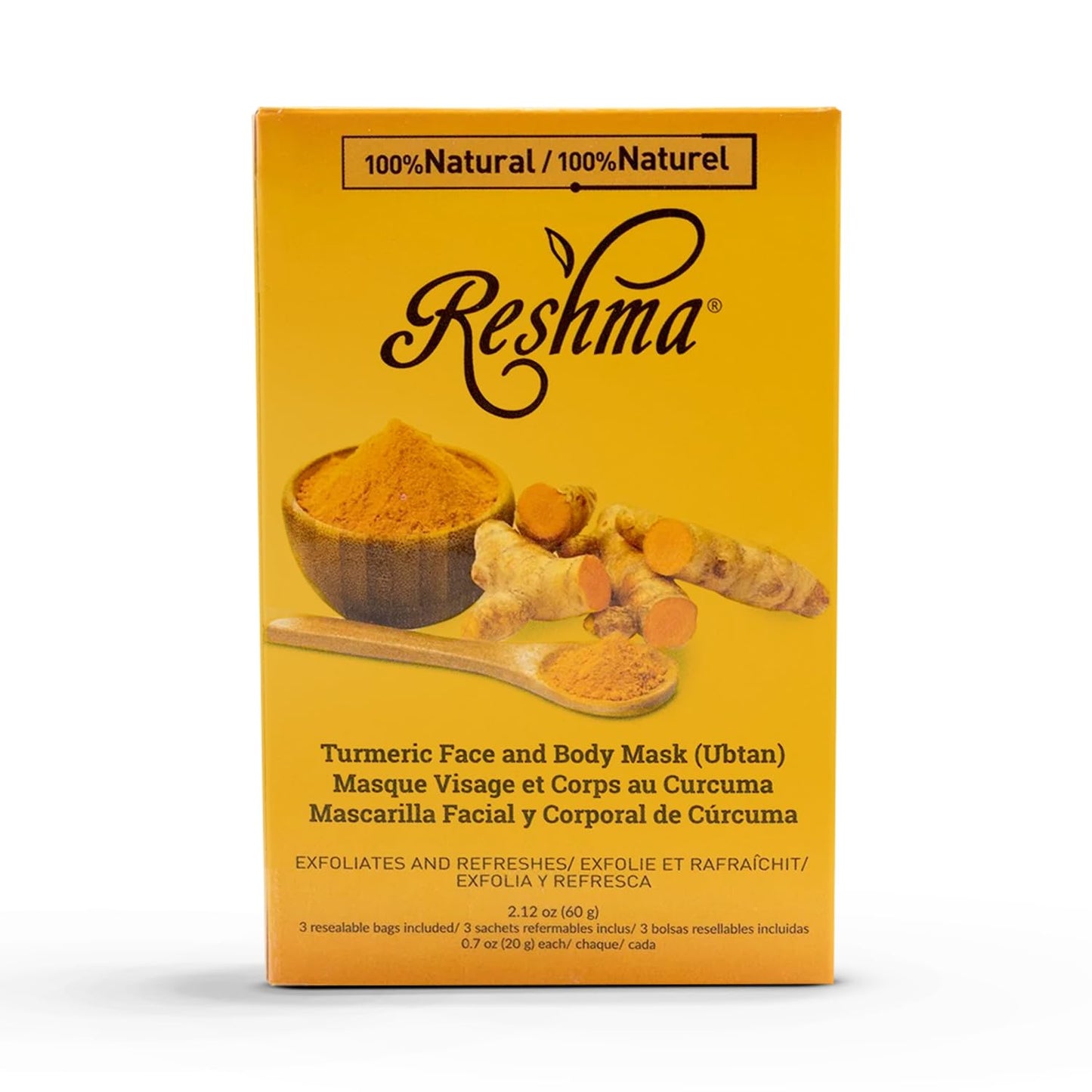 Reshma Beauty Turmeric Face Mask (Ubtan) | All Natural Ingredients - Barley Seed, Gram Seed, Turmeric, and Sandalwood | Brightening and Hydrating Mask