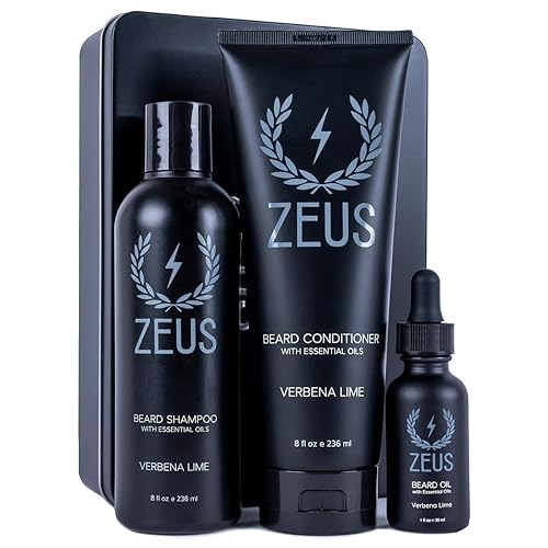 ZEUS Starter Beard Wash & Beard Oil Kit for Men, Softens, Hydrates & Moisturizes Facial Hair, Promotes Healthy Growth & Shine (Made In USA) Verbena