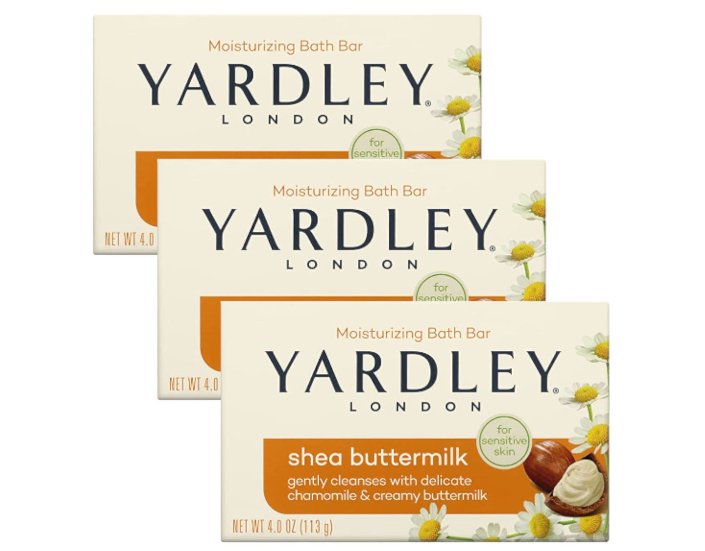 Yardley Shea Buttermilk Bath Bar 4oz 3 Pack