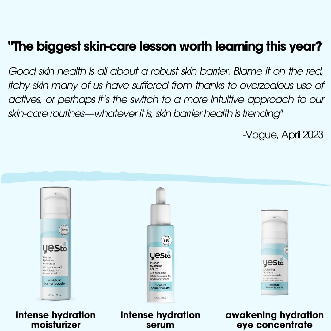 Yes To Intense Hydration Serum, Locks In Moisture and Helps Support Skin's Barrier Against Environmental Damage, Hyaluronic Acid, Avocado Oil