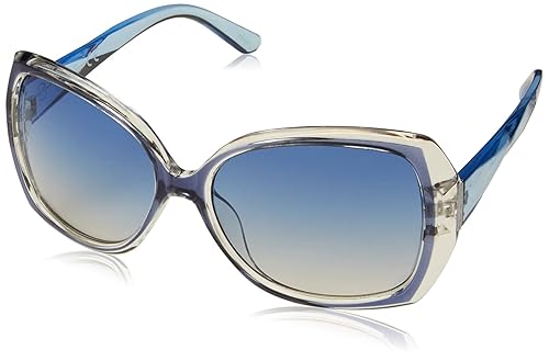 Jessica Simpson Women's Oversized Retro Butterfly Sunglasses, Blue, 60 mm + 0