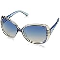 Jessica Simpson Women's Oversized Retro Butterfly Sunglasses, Blue, 60 mm + 0