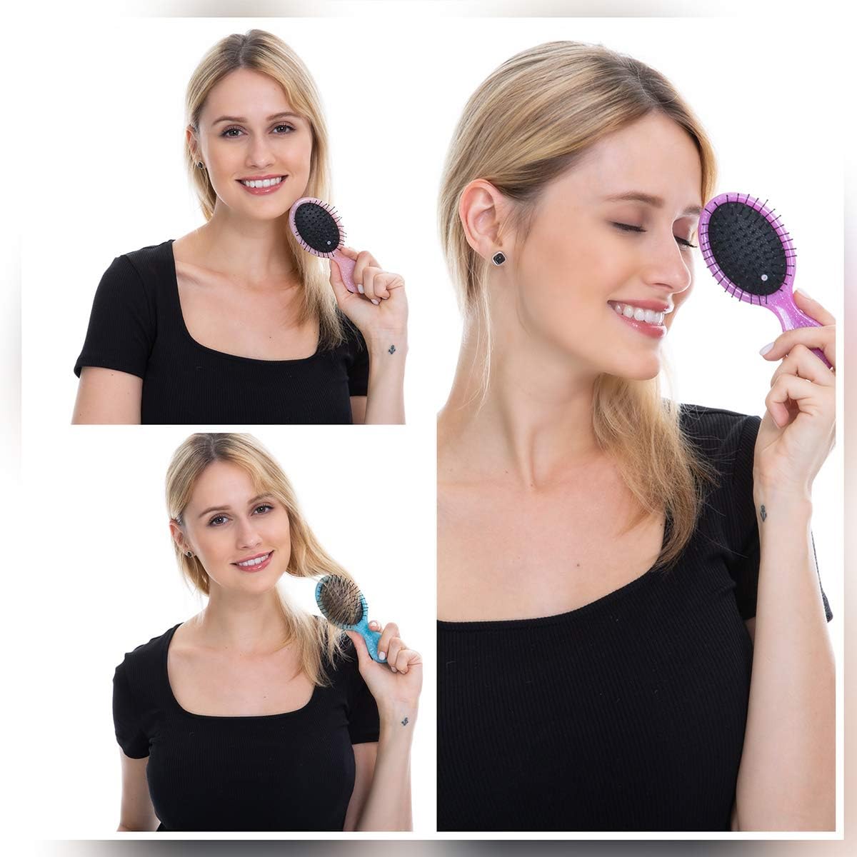Toddler Detangler Hair Brush Travel Detangling Brushes 3Pcs Women Valentines Day Best Gift Small For Baby Kids Pocket hairbrush Pro, for Curly Wet Dry