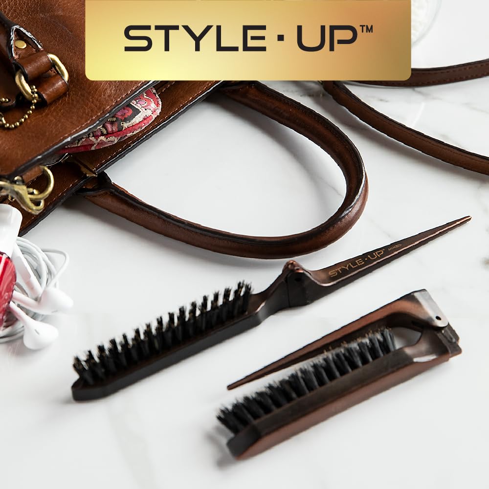 Olivia Garden Style-Up Teasing Foldable Hair Brush - 50% boar & 50% nylon bristles STU-MX (Mixed)…
