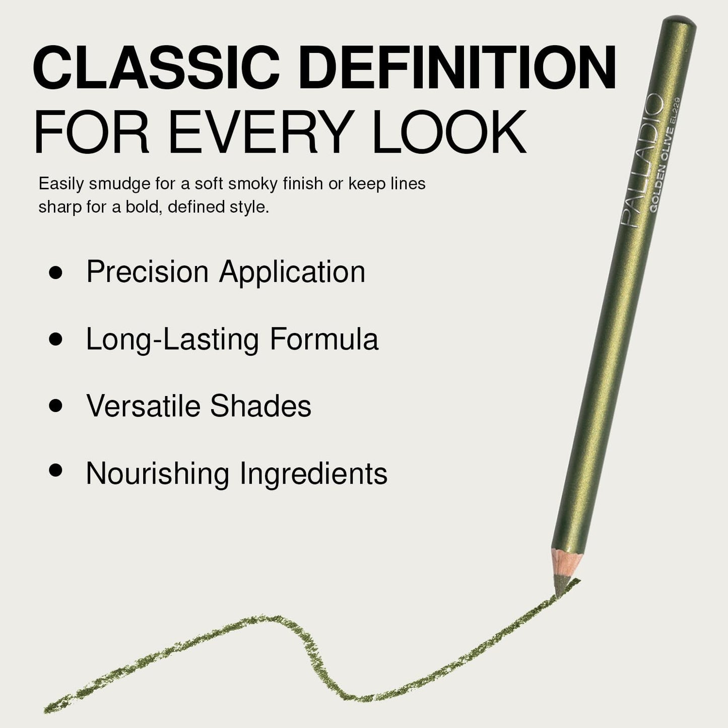 Palladio Wooden Eyeliner Pencil, Thin Pencil Shape, Easy Application, Firm yet Smooth Formula, Perfectly Outlined Eyes, Contour and Line, Long