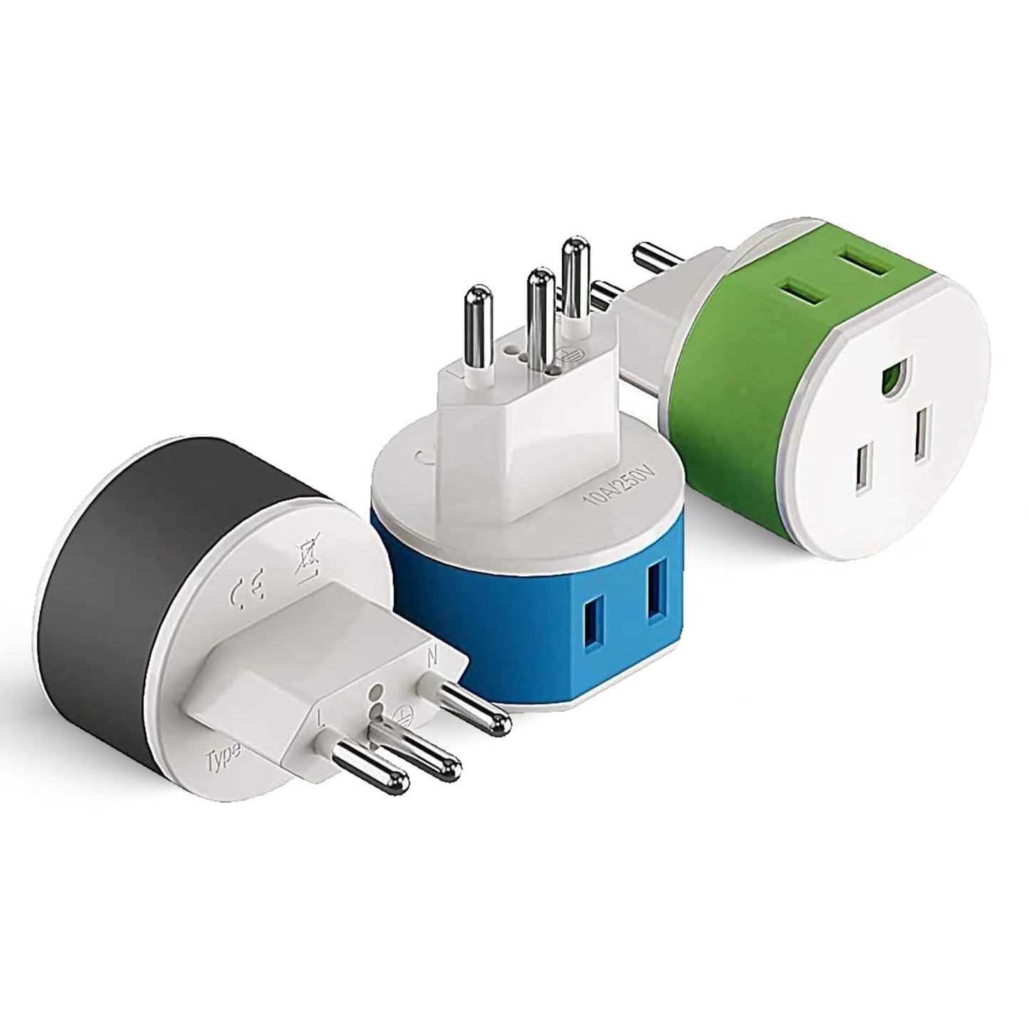 OREI Switzerland Power Plug Adapter 3-Pack – Type J Travel Adapter with 2 USA Inputs for Phones, Laptops, Cameras, CPAP & More (US-11A)