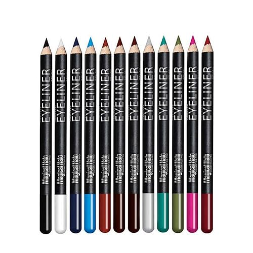 Linble Eye Liner Pencil Set - 12 Assorted Colors Natural Matte Long Lasting Hypoallergenic Eyeliners Eye Makeup Soft Crayon Pencils (Black Gray Brown Beauty & Personal Care Linble