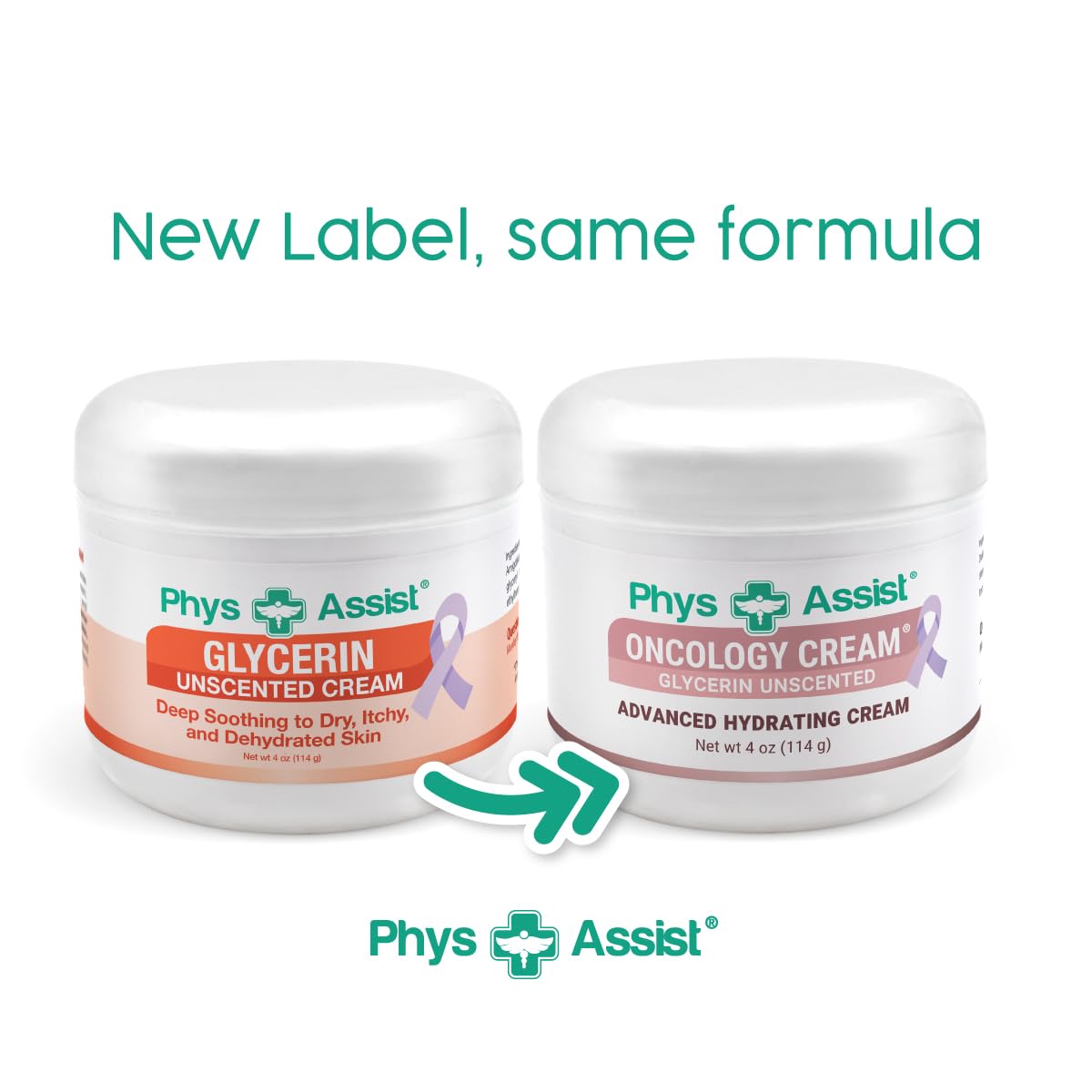 PhysAssist Oncology Cream Glycerin Unscented Moisturizer for Face & Body - Deep Hydration Cream for Dry, Sensitive & Stressed Skin - Fragrance-Free