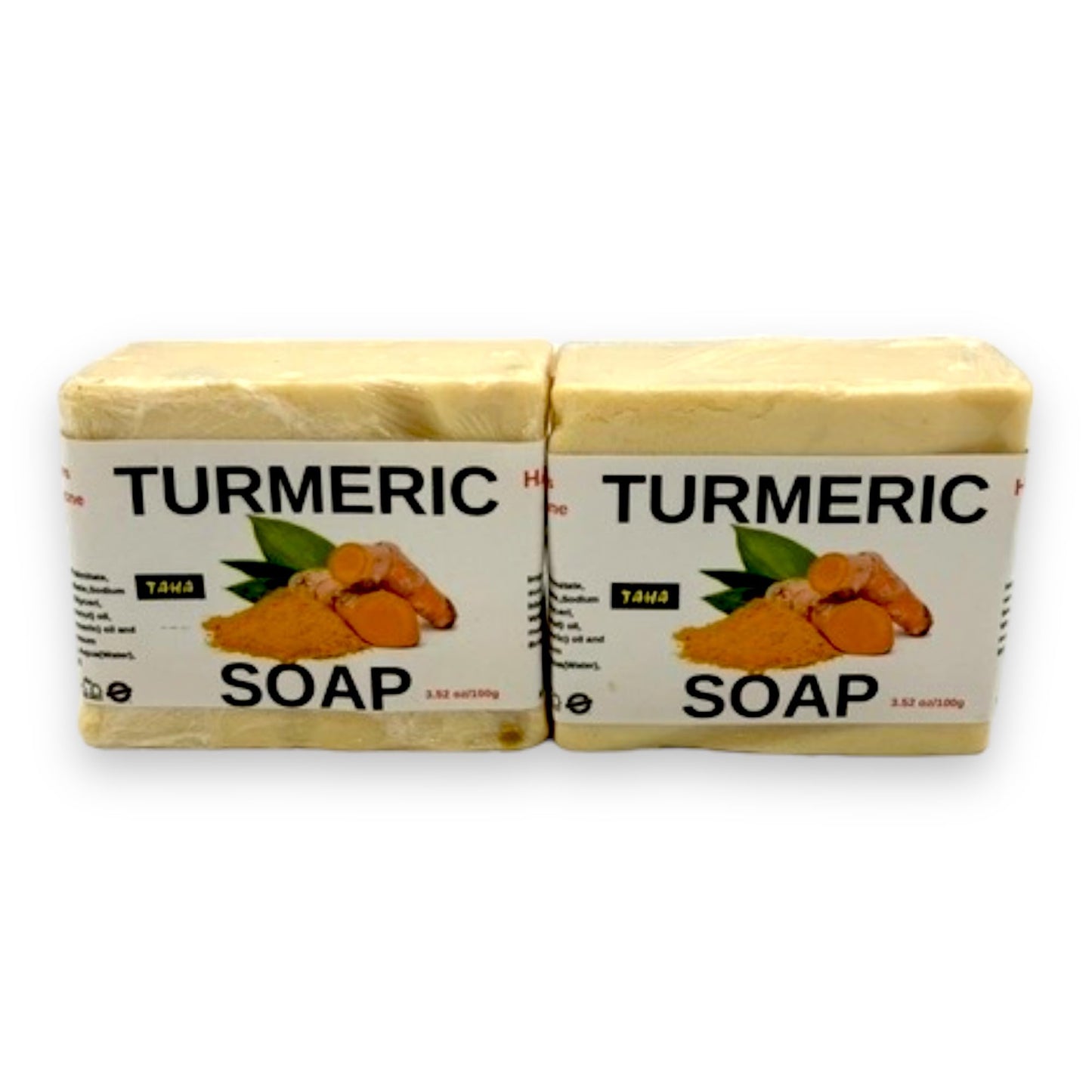 Taha Turmeric Soap Bar Hand made & Moisturizing, Cleansing - Great for Dry skin, and More, Natural Scent, 3.52 Oz (Pack of 2)