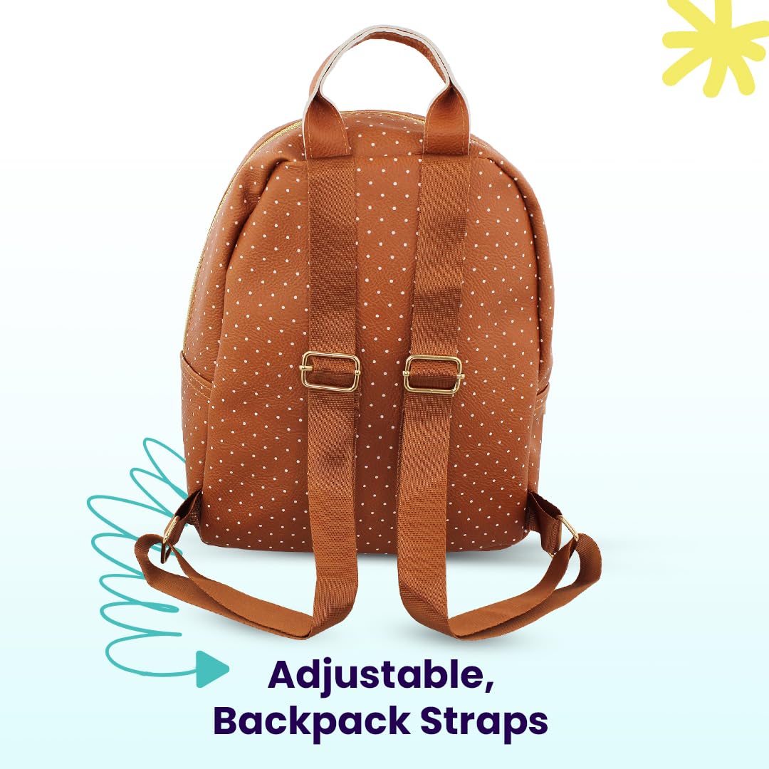 Disney Minnie Mouse with Polka Dots Mini PU Leather Backpack Purse with Adjustable Straps 10 Inch (Brown, One Size)