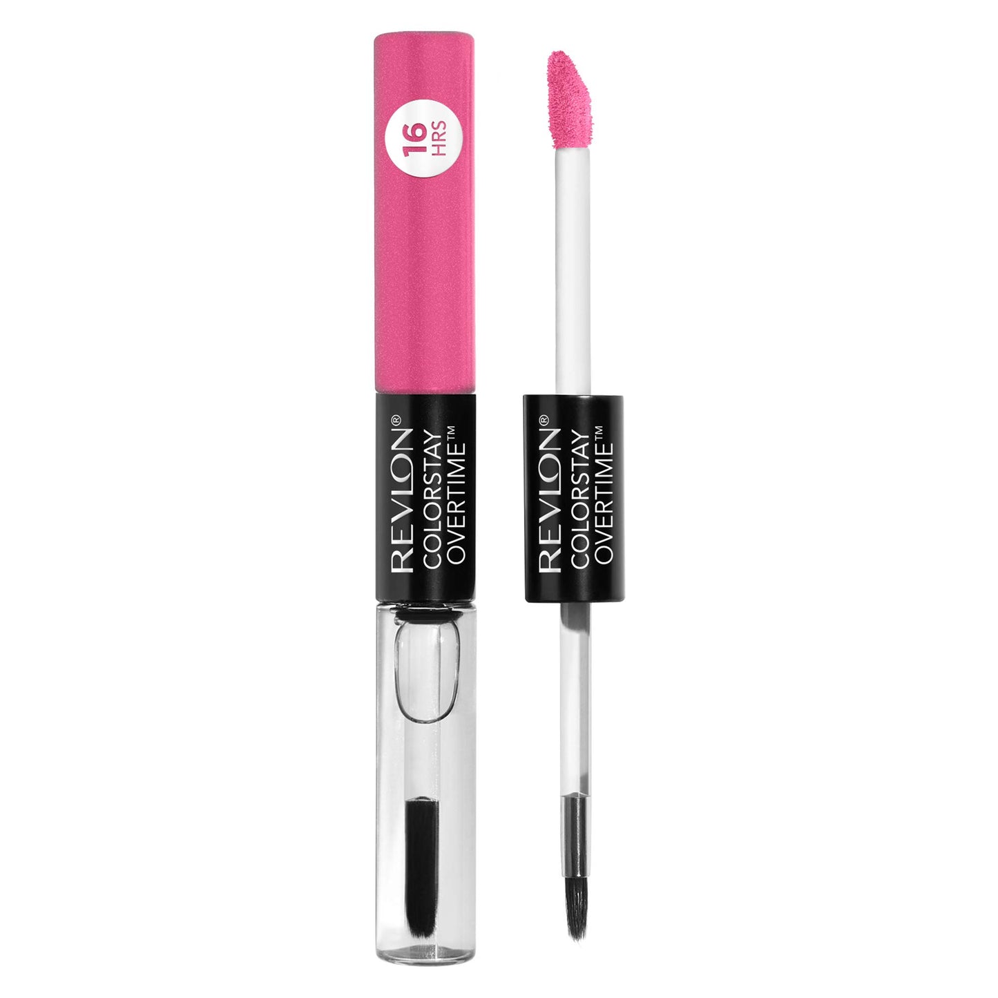 REVLON Liquid Lipstick with Clear Lip Gloss, ColorStay Face Makeup, Overtime Lipcolor, Dual Ended with Vitamin E in Pink, For Keeps Pink (490), 0.07