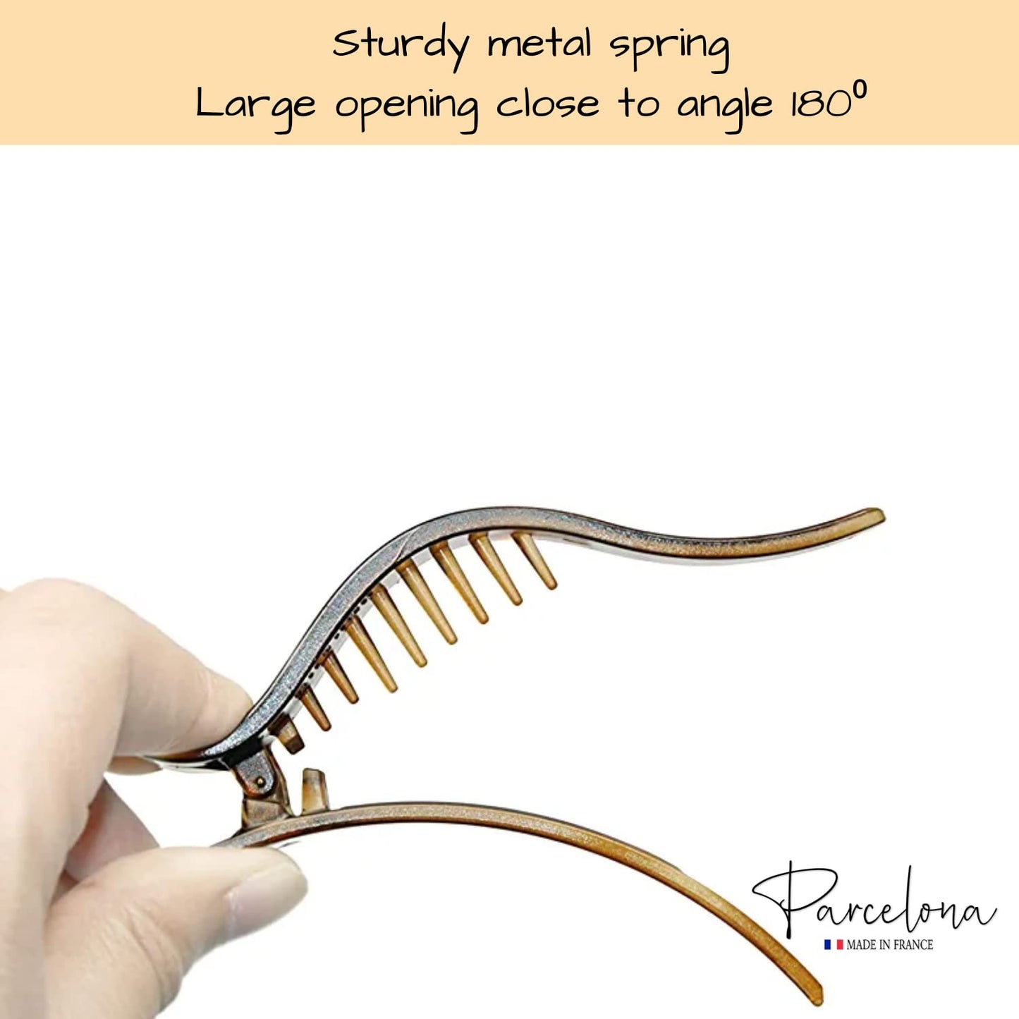 Parcelona French Brill Beak Medium 4 1/2" Shell Small Salon Hinge Slide in Beak Slider Claw Clip Clamp for Women
