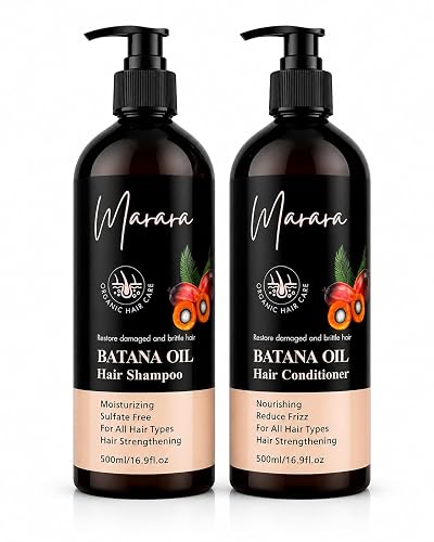 marara Batana Oil Hair Shampoo and Conditioner Set - Herbal Shampoo and Conditioner for Thinning Hair for Women & Men Hair Loss, Hair Thickening