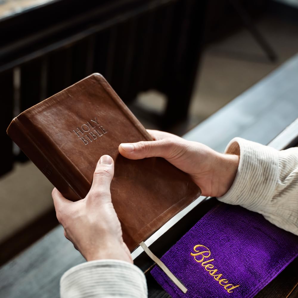 Swanson Christian Products Embroidered Hand Towels - 'Blessed' - Gifts for Pastor, Clergy, & Ministers - Pastor Towel (Purple)