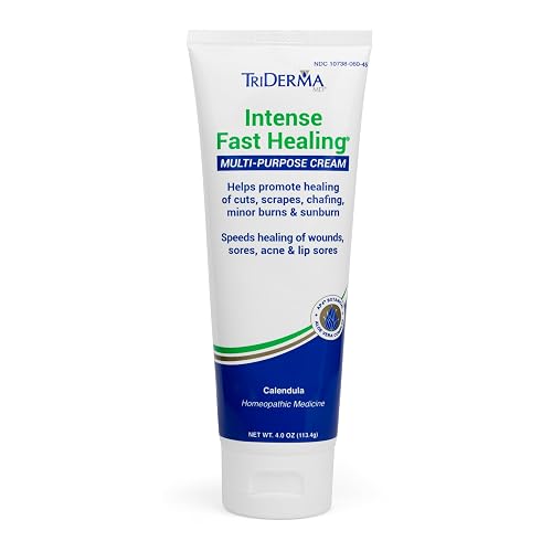 TriDerma Intense Fast Skin Healing Cream for Hard-to-Heal Skin Irritations, Sores, Rashes, Dry, Cracked Hands, Cuts, Chafing, Burns, Scrapes - First