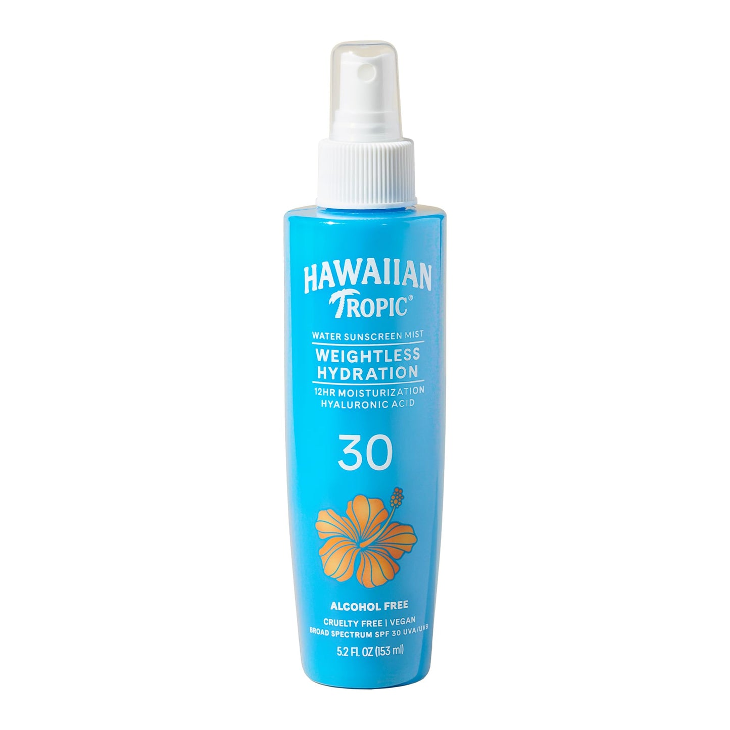 Hawaiian Tropic Weightless Hydration Water Mist for Body SPF 30, 5.2 Fl Oz | Hawaiian Tropic Body Spray Sunscreen Mist, Water Based SPF 30