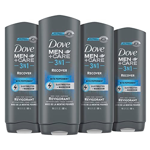 Dove Men+Care Post-Workout 3-IN-1 (Body + Face + Hair Wash) With Peppermint 4 Count Infused with Electrolytes + Magnesium 18 oz Beauty and Personal Care DOVE MEN + CARE Default Title