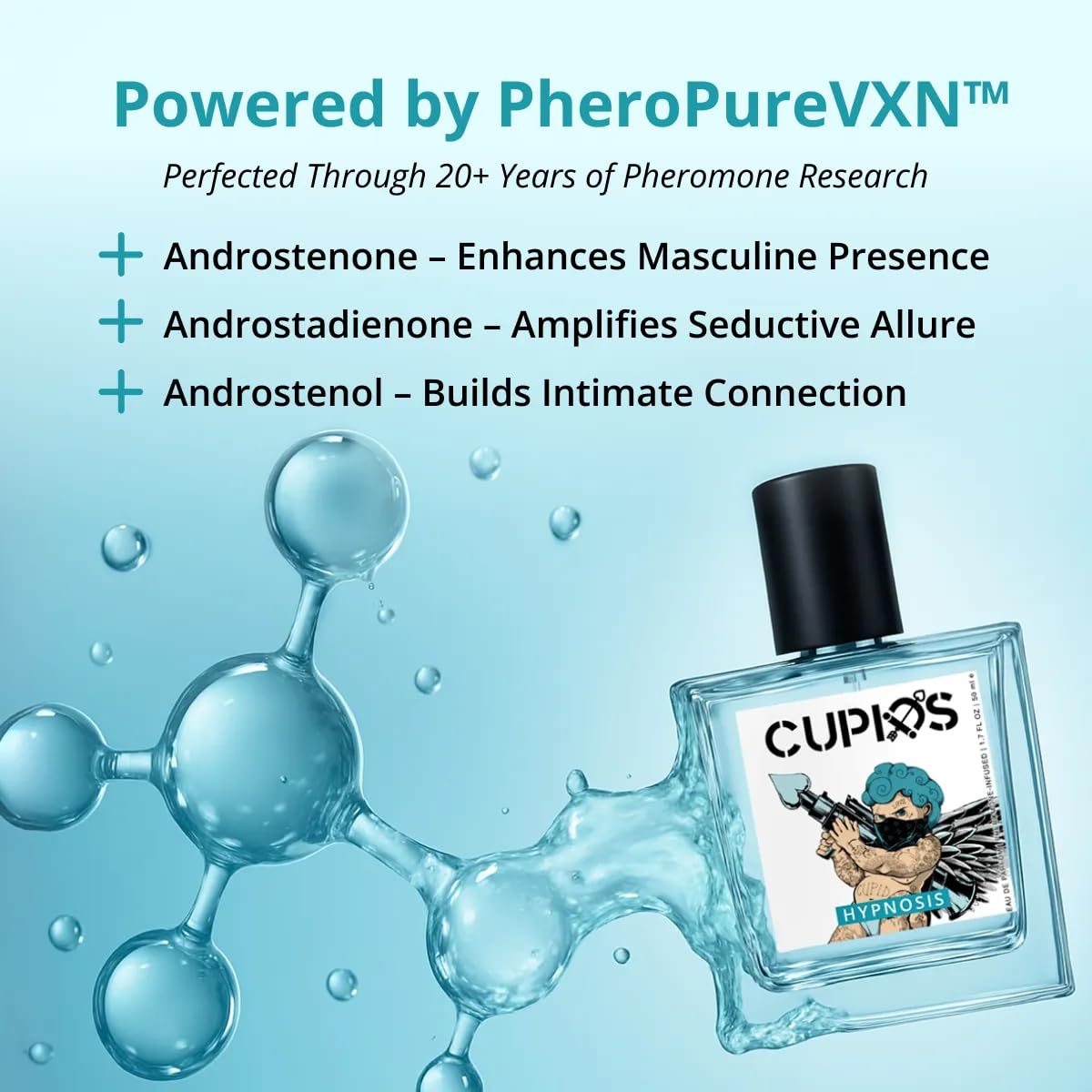 Cupids Original EDP Hypnosis 2.0 Pheromone-Infused Cologne for Men - Pheromone Perfume for Men Fragrance 50ml