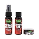 TOXIX 3PCS Halloween Fake Blood Kit- Spray Blood 1FL OZ + Blood Gel 1FL OZ + Bloody Scab 30 Grams, Washable Realistic Special FX Makeup, Zombie