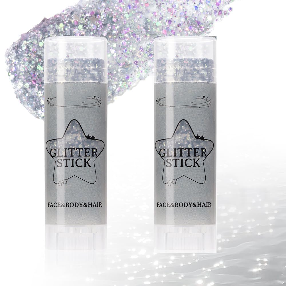 TAIKELOP 2 PCS Face Body Glitter, Face Glitter Body Gel Sequins Shimmer Liquid Eyeshadow, Hair Glitter Sparkles Chunky Face Glitter Gel for Girls