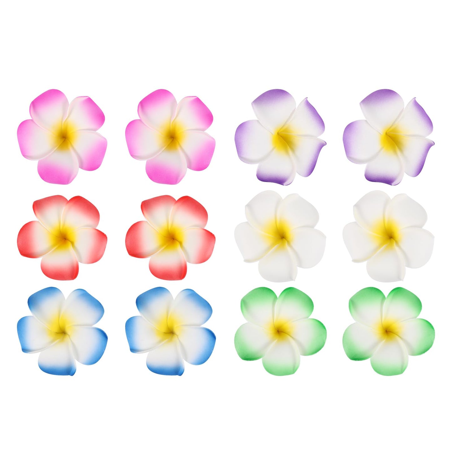 Amosfun 12Pcs Hawaii Plumeria Flower Clips Artificial Tropical Flower Hairpin Barrette Hair Accessories for Bridal Wedding Luau Beach Tropical