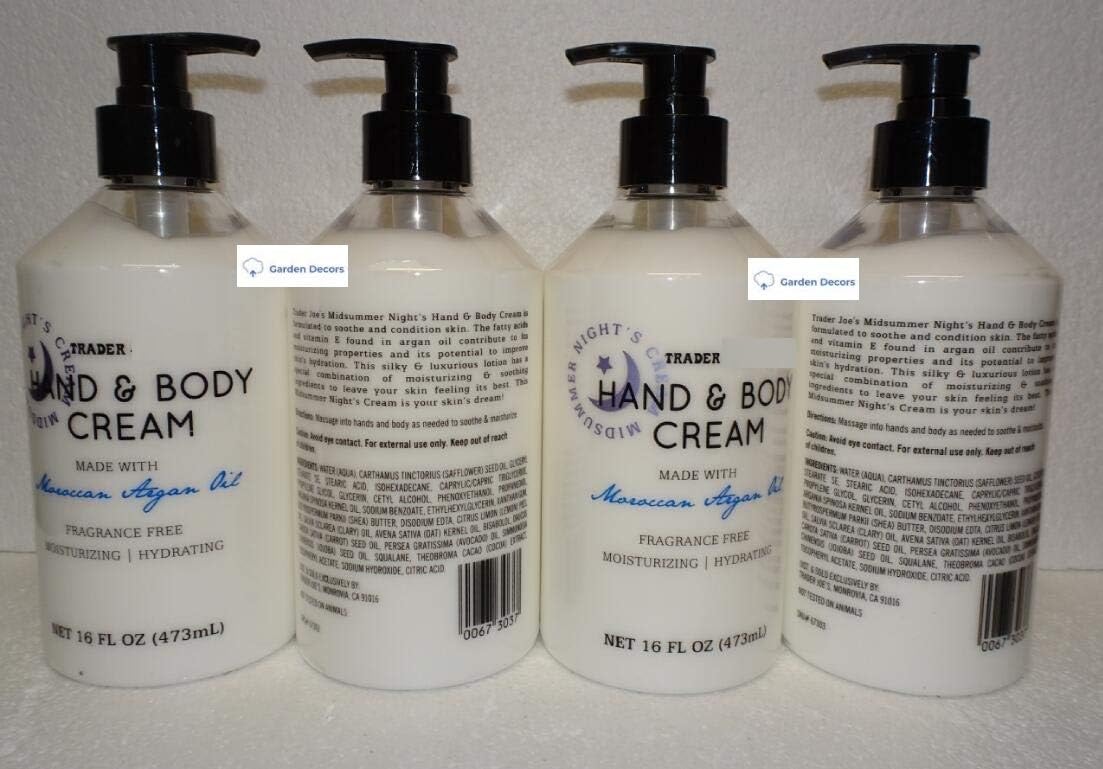 Moroccan Trader Joe's Hand & Body Cream Argan Oil 16fl oz 473ml (Pack of Four)