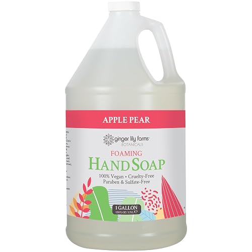 Ginger Lily Farms Botanicals All-Purpose Foaming Hand Soap Refill, 100% Vegan & Cruelty-Free, Apple Pear Scent, 1 Gallon (128 fl oz)