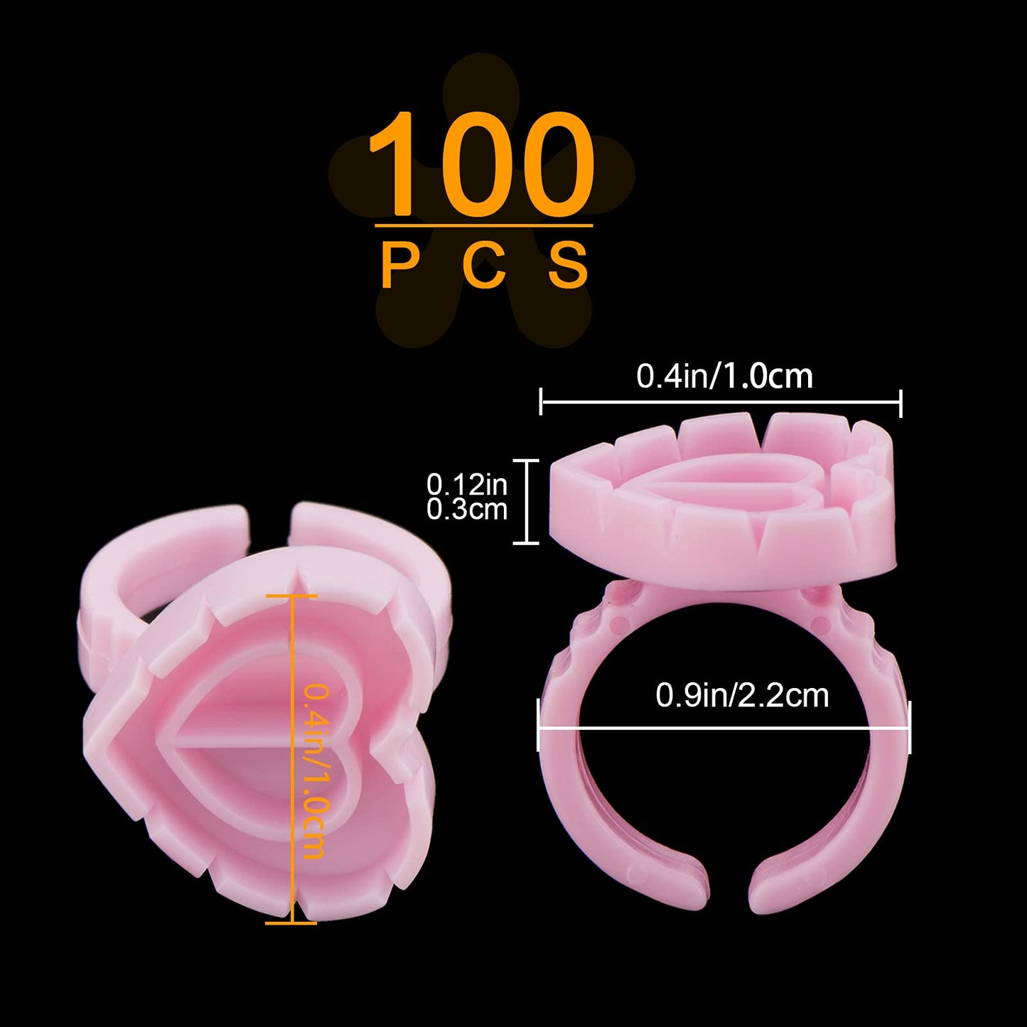 Eyelash Extension Supplies, 100PCS Volume Heart Glue Rings for Lashes Fan, Lash Glue Holder Ring Cups, Eyelash Glue Rings for Lash Extension Supplies