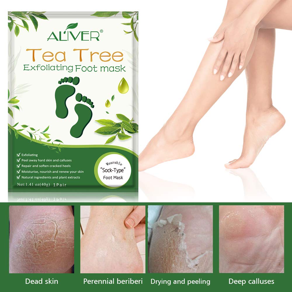 Foot Peel Mask 3 Pack, Exfoliator Peel Off Calluses Dead Skin Callus Remover,Soft Smooth Touch Feet-Men Women (Tea Tree) Beauty and Personal Care ALIVER