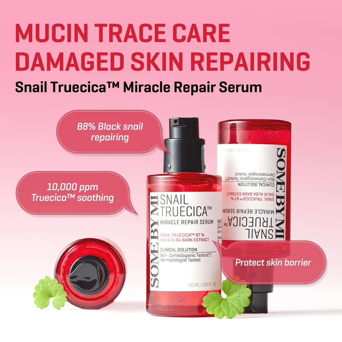 SOME BY MI Snail Trucica Miracle Repair Serum - 1.69Oz, 50ml - Made from Snail Mucin for Sensitive Skin - Daily Repair Face Serum for Post Acne Marks