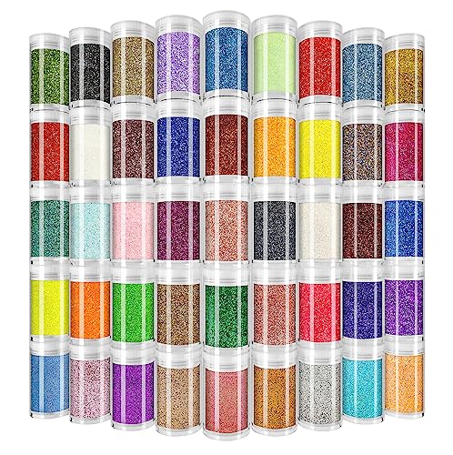 Ultra Fine Glitter for Nails, Set of 45 Colors, Extra Fine Resin Glitter Powder, Holographic & Iridescent Glitter for Epoxy Resin, Body Glitter