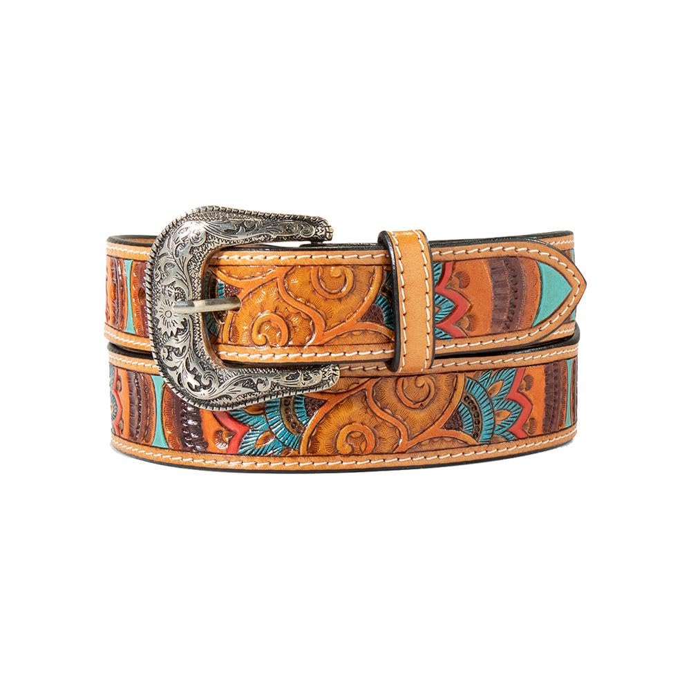 ARIAT Women's Western Paisley Handtooled Belt, Multicolored, Large
