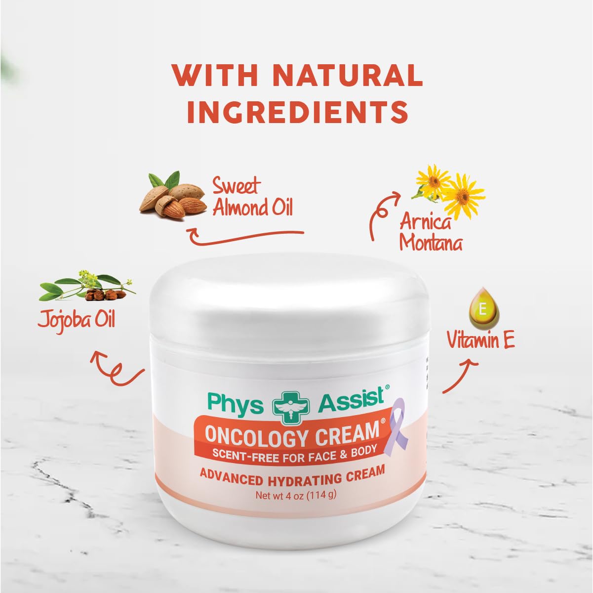 PhysAssist Oncology Cream Scent-Free Moisturizing Cream for Face & Body - Deep Hydration for Dry, Sensitive & Stressed Skin - Fragrance-Free Skin