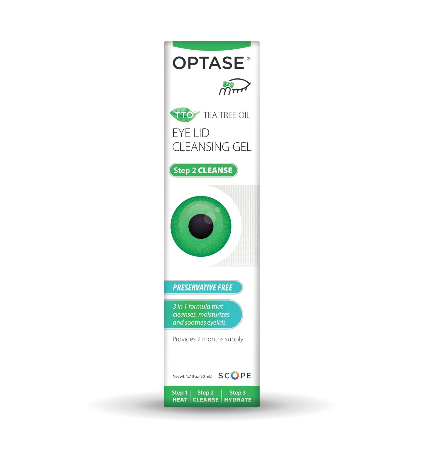 OPTASE TTO Eyelid Cleansing Gel, 1.7 fl oz - Tea Tree Oil Eyelid Cleanser for Gentle Daily Lid and Lash Cleansing - Made With Hyaluronic Acid