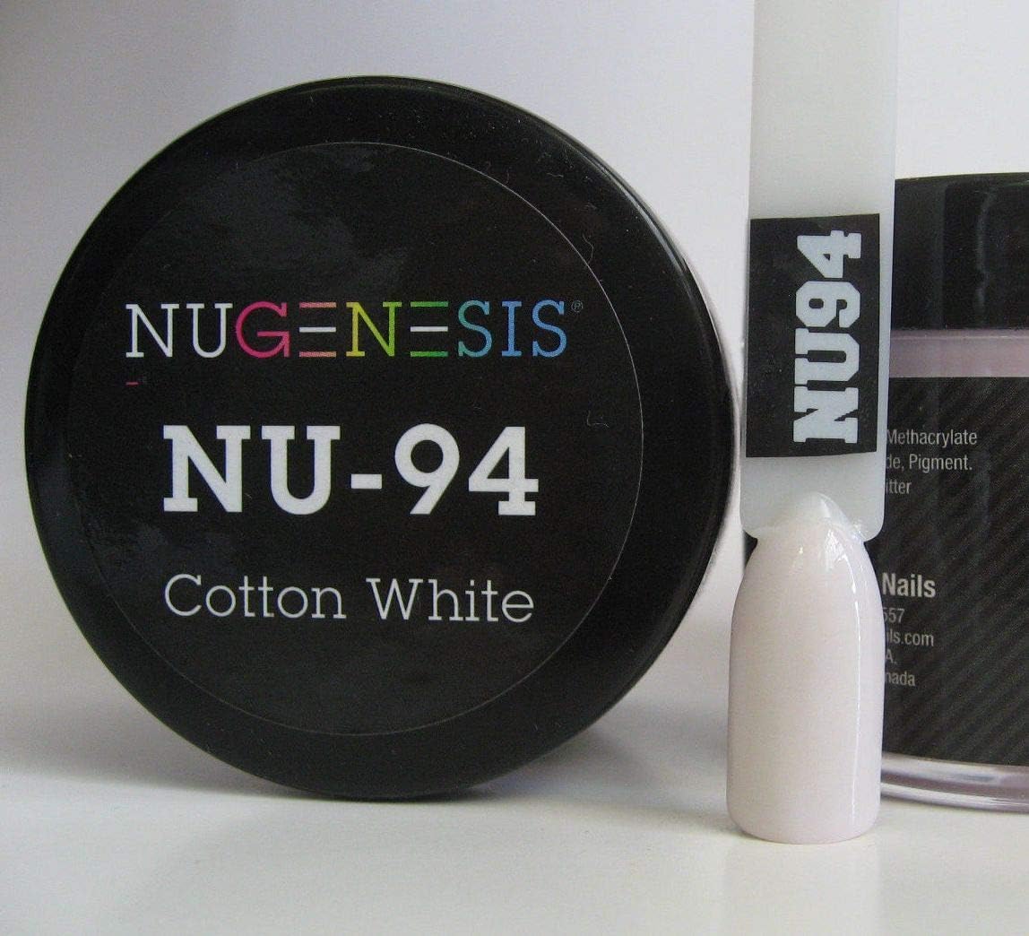 NuGenesis Nail Dipping Powder Color 1.5oz/43grams Jar - (NU94 COTTON WHITE) Beauty & Personal Care Nugenesis