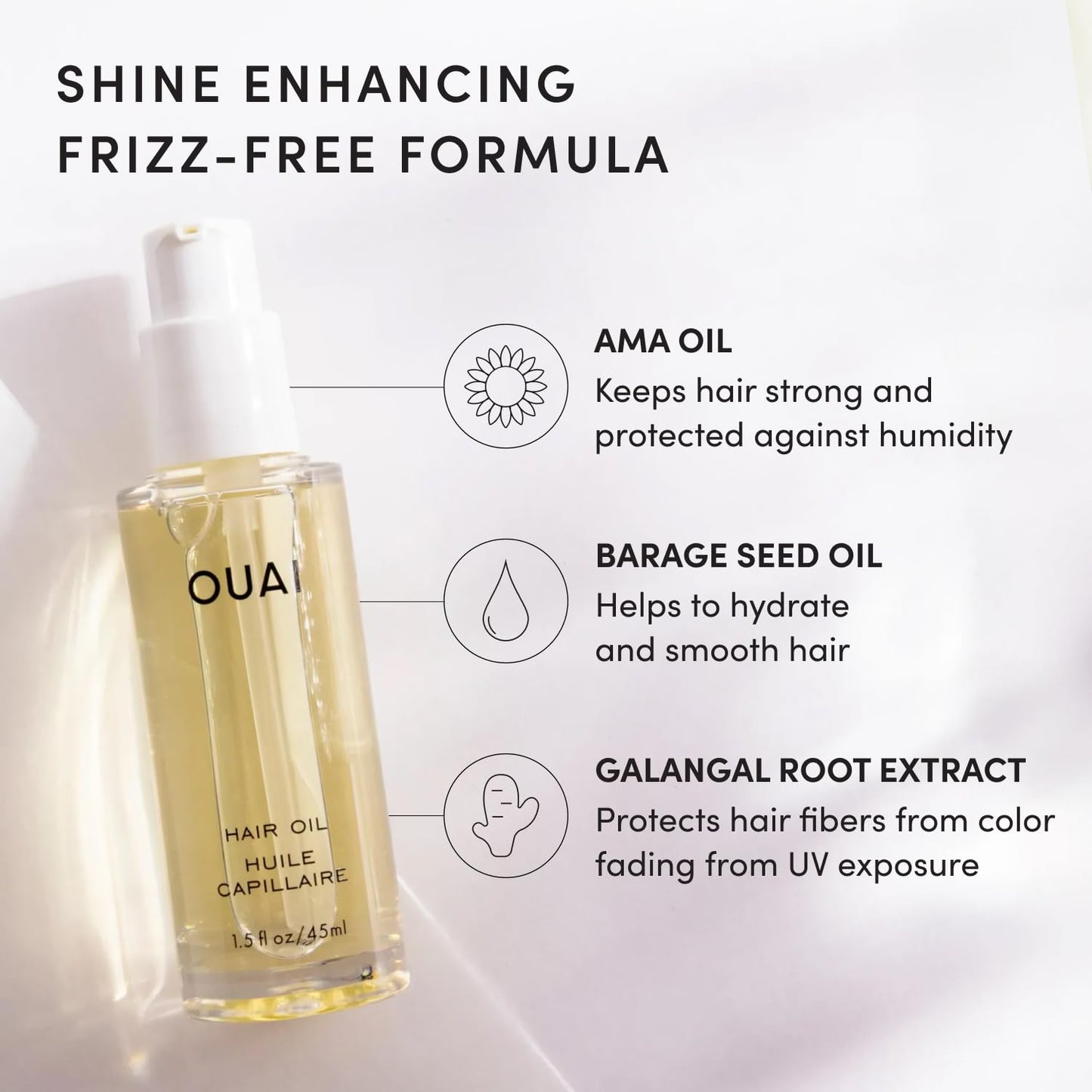 OUAI Hair Oil - Hair Heat Protectant Oil for Frizz Control - Adds Shine and Smooths Split Ends - Color Safe Formula - Paraben, Phthalate and Sulfate Beauty and Personal Care OUAI