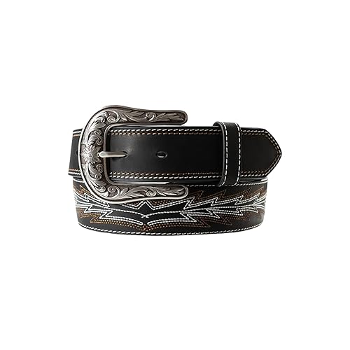 ARIAT Casanova Embroidered Boot Stitch Leather Belt, Black, Medium