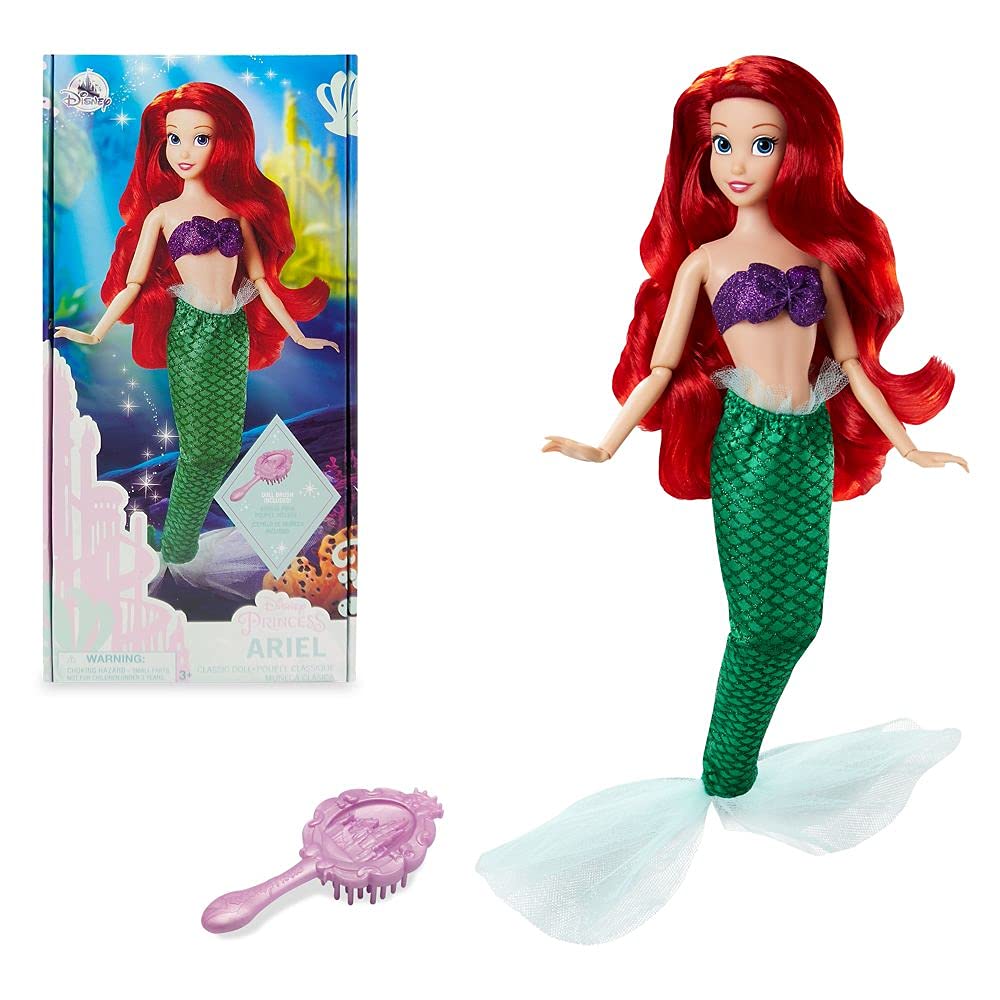 Disney Store Official Disney Princess Classic Doll (Ariel from The Little Mermaid), 11 Inches, Includes Brush with Molded Details, Fully Posable Toy…