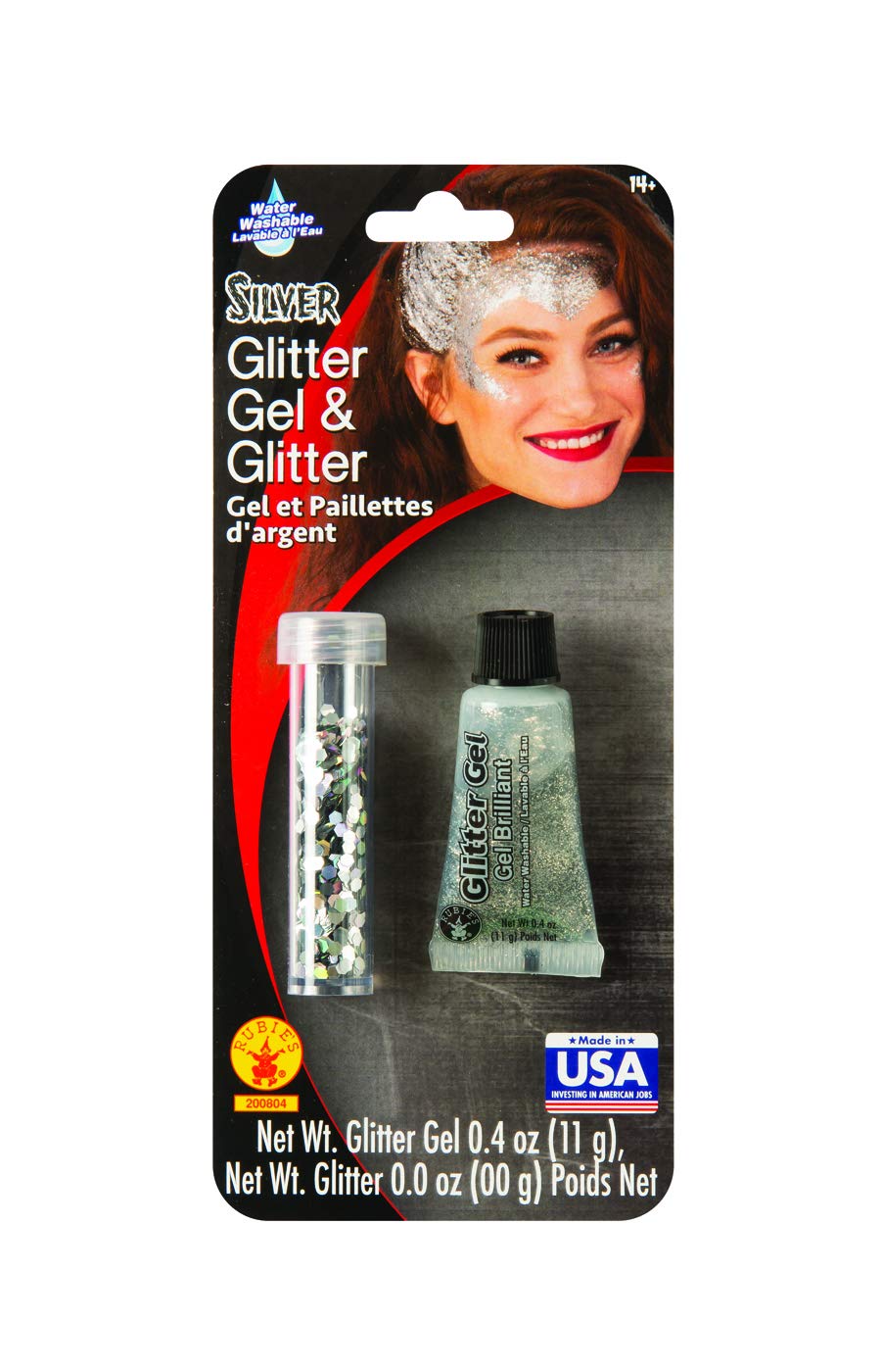 Rubies Chunky Silver Loose and Gel Glitter Makeup Set .4 Ounces