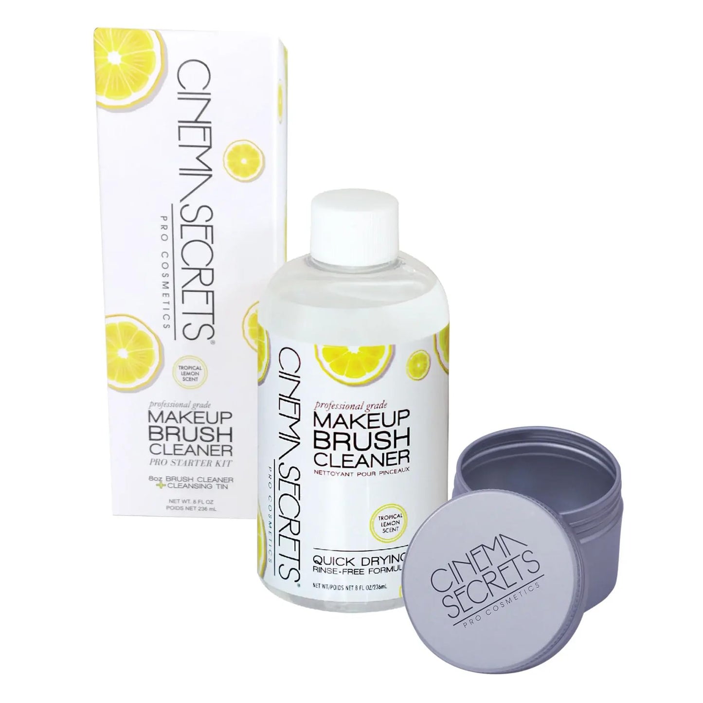 Cinema Secrets Original Makeup Brush Cleaner Kit - Professional Cleanser + Cleansing Tin for Makeup Brushes - Quick-Drying, Rinse-Free Formula