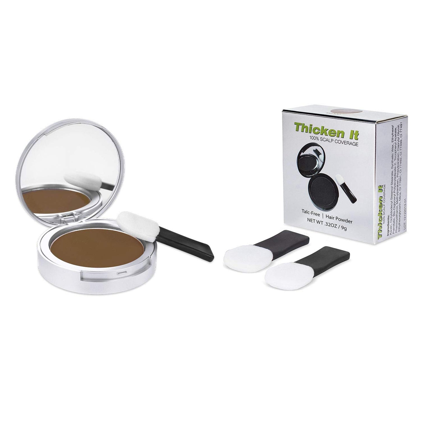 Thicken It 100% Scalp Coverage Hair Powder - LIGHT BROWN - Talc-Free .32 oz. Water Resistant Hair Loss Concealer for men and women. Naturally Thicker
